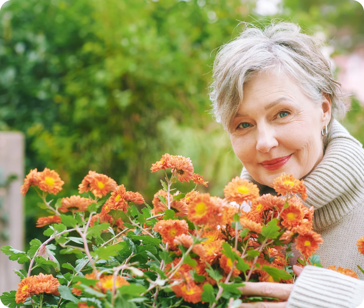 Senior lady in garden setting